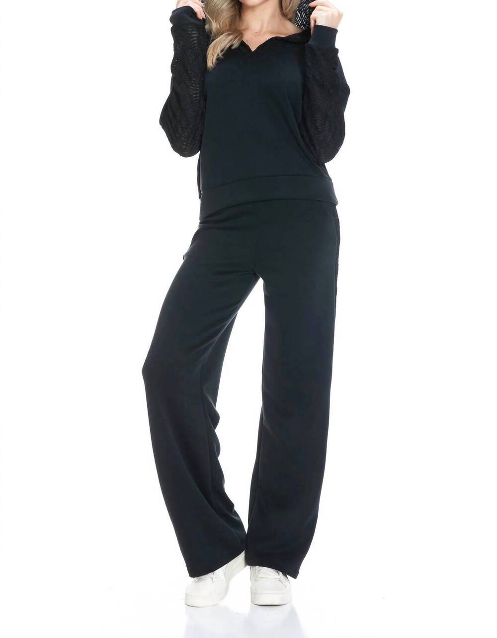 NEW ARIELLA straight leg pant with side contrast in black